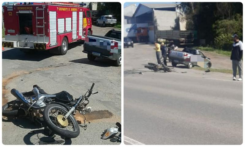 Motociclista ferido em acidente na travessia da antiga BR-277 no Bom Jesus