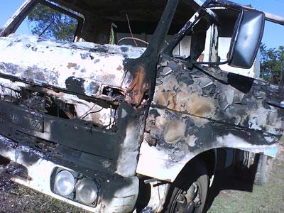 Caminhão é Incendiado