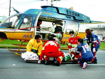 Atropelado é socorrido pelo helicóptero da PRF 