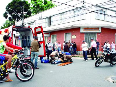 Mulher ferida em acidente no Centro