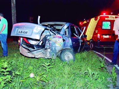 Mulher ferida em acidente no trevo da Campina