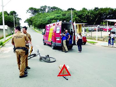 Ciclista fica ferido em atropelamento no Centro