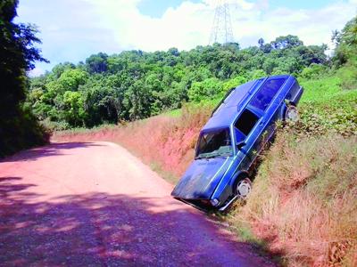 Veículo descontrolado sai da estrada em Bateias