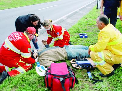 Motoqueiro ferido no Km 104 da BR-277