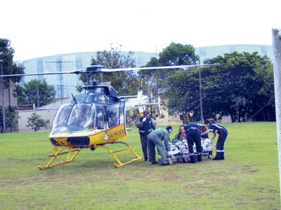 Vítima de queda trazida pelo Helicóptero da PRF