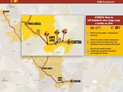 CCR RodoNorte alerta para obras entre Campo Largo e Curitiba