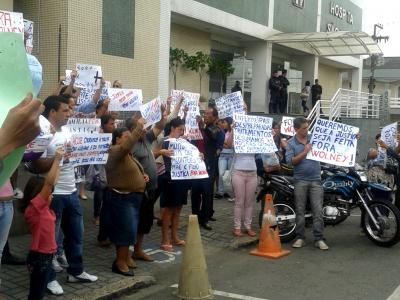 Protesto em frente ao Hospital São Lucas