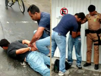 Policial de folga prende suspeito de roubo a loja