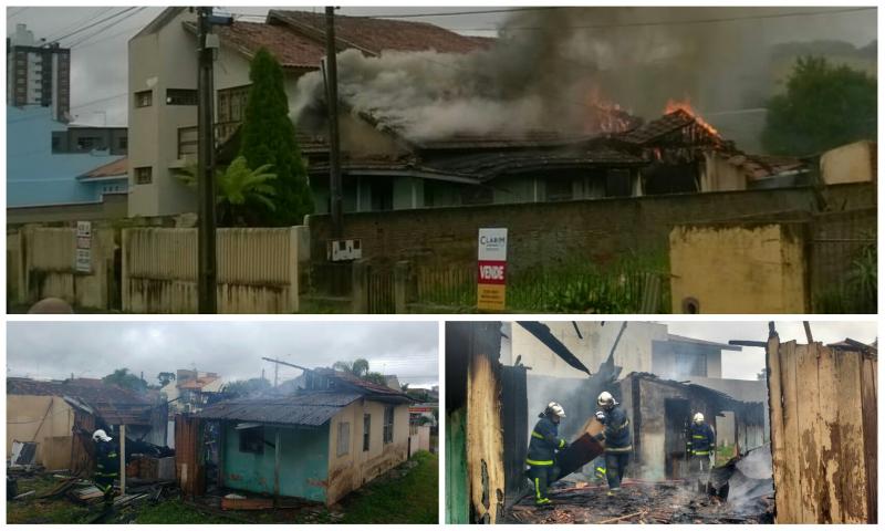 Bombeiros combatem incêndio em residência na Manoel Ribas