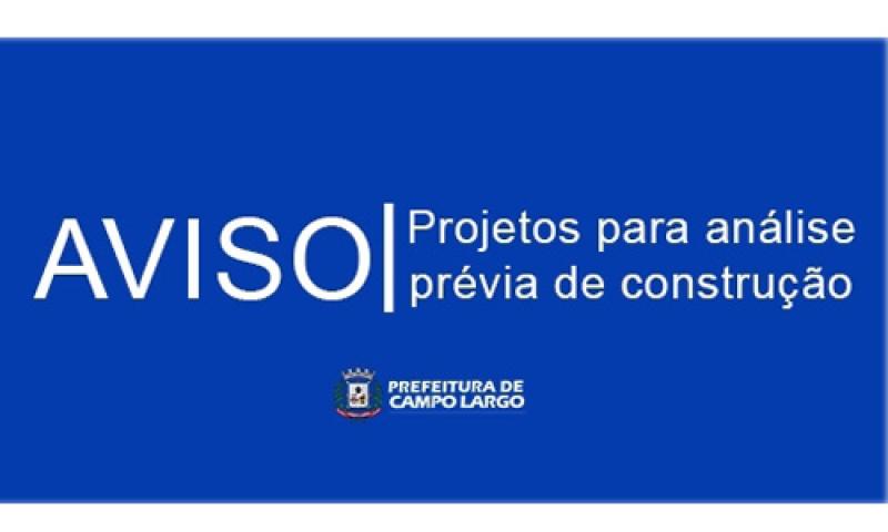 Projetos para análise prévia de construção serão recebidos até o dia 01/12