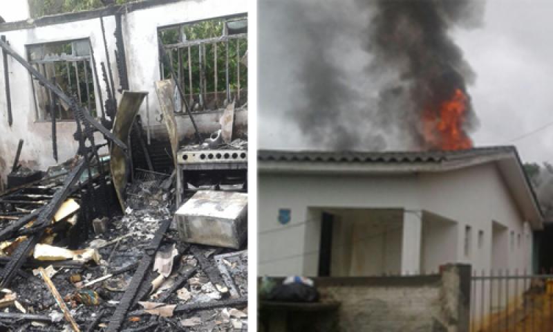 Residência consumida pelo fogo no Jardim Rondinha