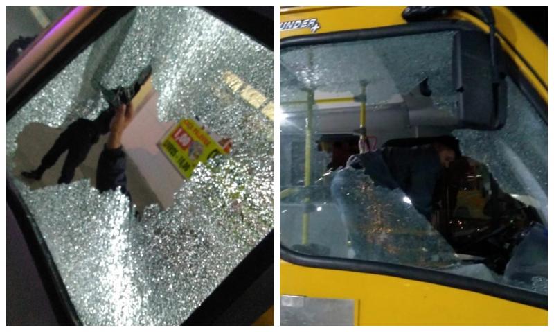 Ônibus atingido por pedras na BR-277 no Cercadinho