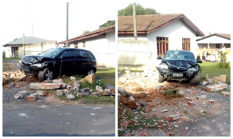 Veículo desgovernado derruba muro, o motorista e uma criança ficam feridos