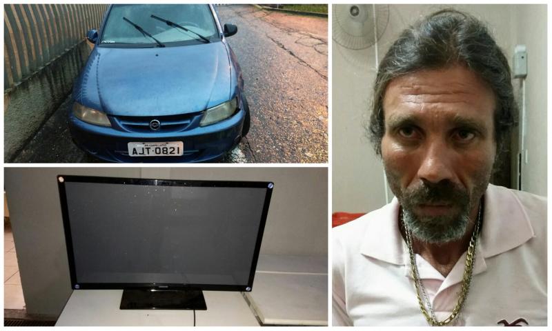 Suspeito preso após furto de TV em residência no Rodeiozinho