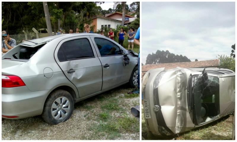 Motorista ferida em capotamento na PR-510 no Campo do Meio