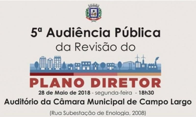 5 Audiência Pública de revisão do Plano Diretor será realizada nesta segunda