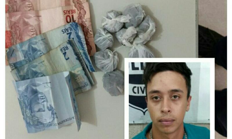 Suspeito de tráfico de droga na área central preso pela PM