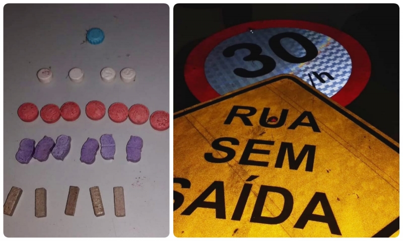 Preso pela PM na Dona Fina com ecstasy e placas de sinalização furtadas