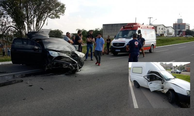 Três feridos em colisão entre veículos na antiga BR-277 