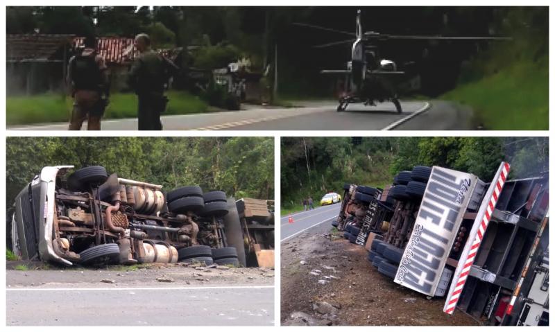 Três feridos em tombamento de carreta na Estrada do Cerne 