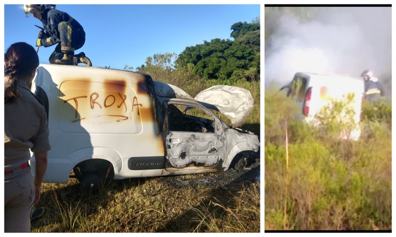 PM prende suspeitos de furtar e queimar veículo na Rondinha