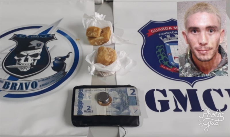 Suspeito com Mandado preso pela GM com droga no Terminal Urbano