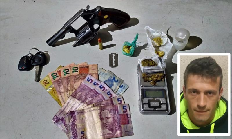 Suspeito preso pela PM com drogas e arma no Partênope