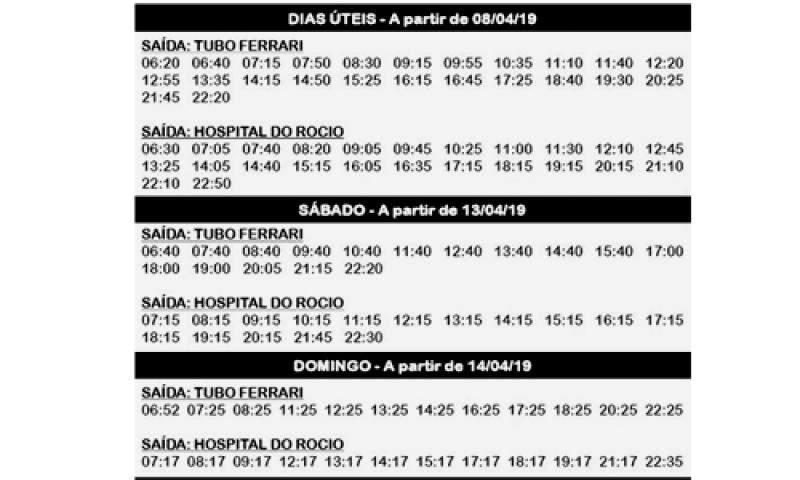 Ônibus J99 - Tubo Ferrari/ Hospital Rocio começa a operar nesta segunda-feira 08