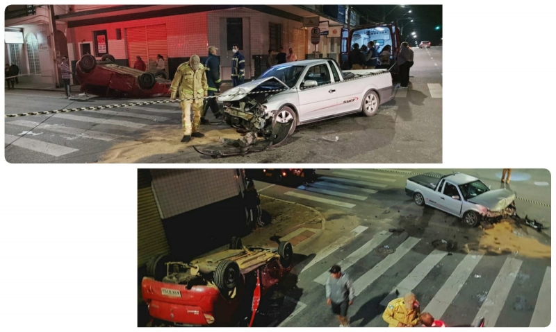 Grave acidente seguido de capotamento na Benedito Soares Pinto