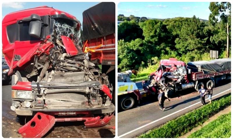 Colisão entre caminhões no Km 111 Norte deixa caminhoneiro ferido