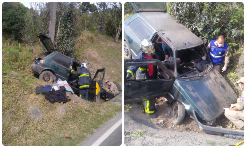 Jovem ferida em acidente na Estrada de Bateias