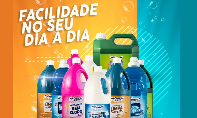 Produtos de limpeza são entregues em casa pela Tróppel