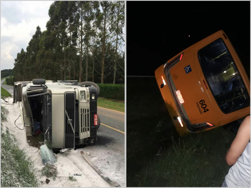 Várias vítimas feridas em tombamento de ônibus na Estrada de Bateias