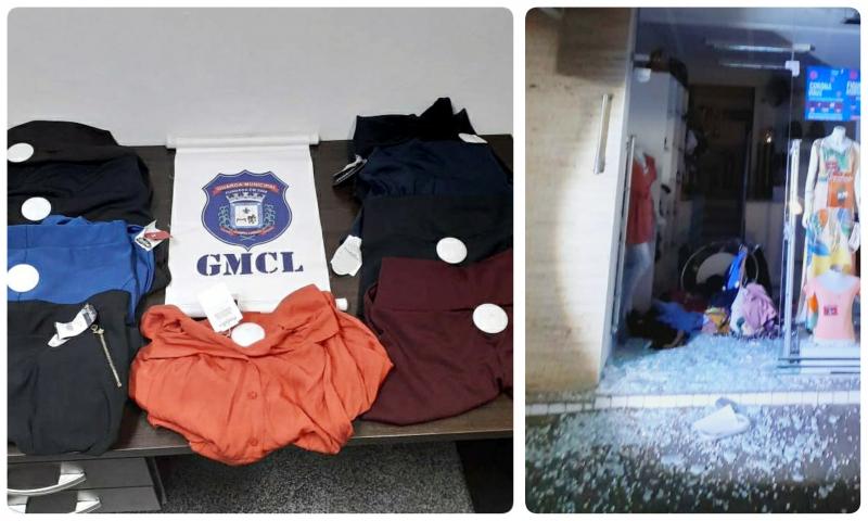 Indivíduos arrombam loja de roupas e acabam presos pela GMCL 