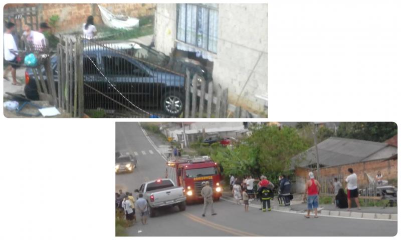 Carro desgovernado invade quintal e colide em parede de residência no Santa Ângela