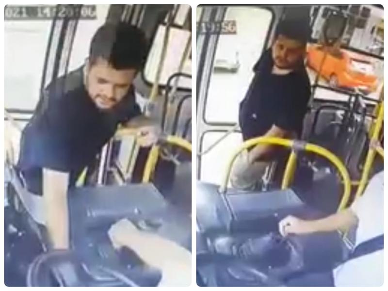 Indivíduo flagrado pelas câmeras internas de ônibus coletivo é suspeito de vários roubos