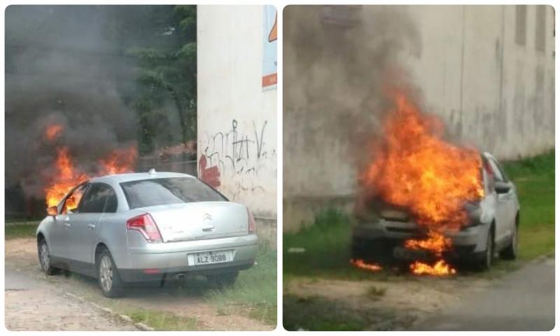 Bombeiros combatem incêndio em veículo no Botiatuva