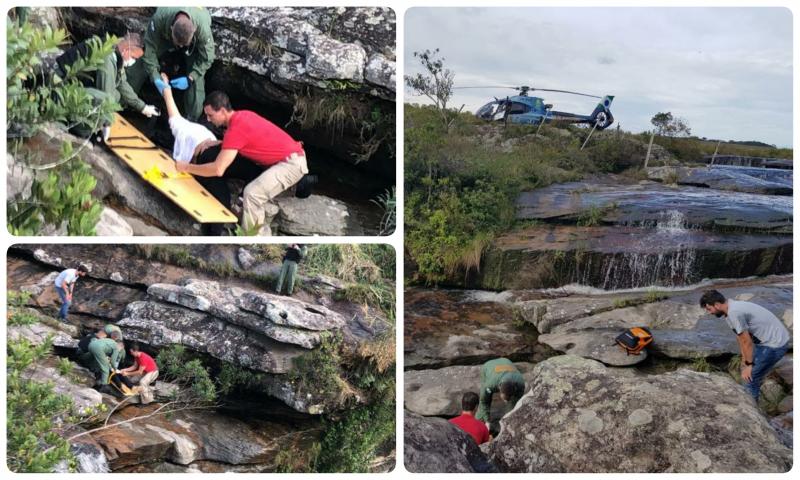 Bombeiros resgatam mulher desorientada em cachoeira na Faxina