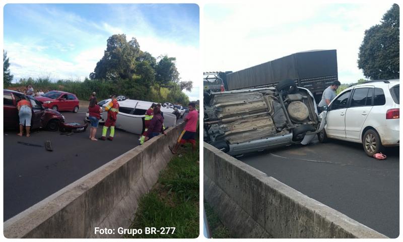 Colisão seguida de capotamento no Km 123 interdita rodovia