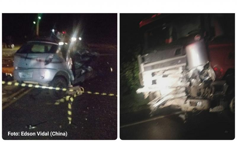 Trágico acidente em Bateias com três mortes em colisão entre caminhão e carro