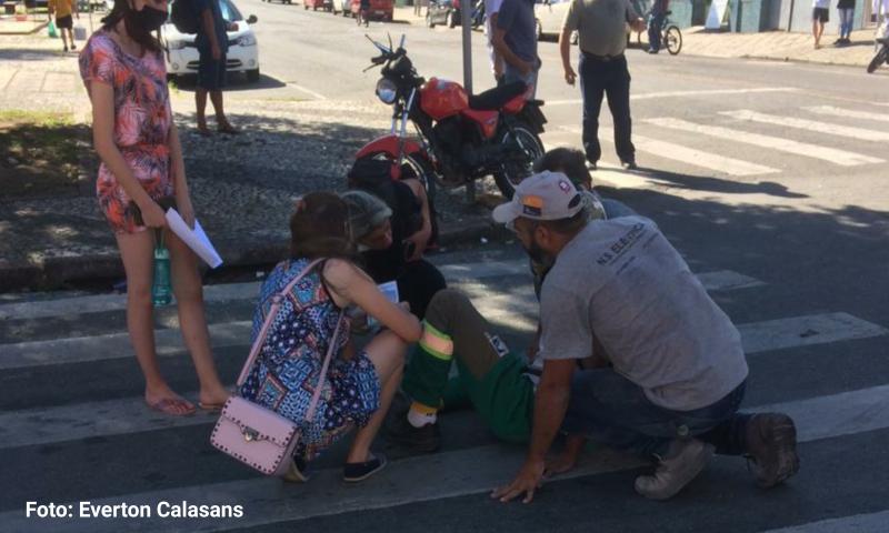 Mais um acidente com motociclista ferido nas proximidades da Praça do Diogo