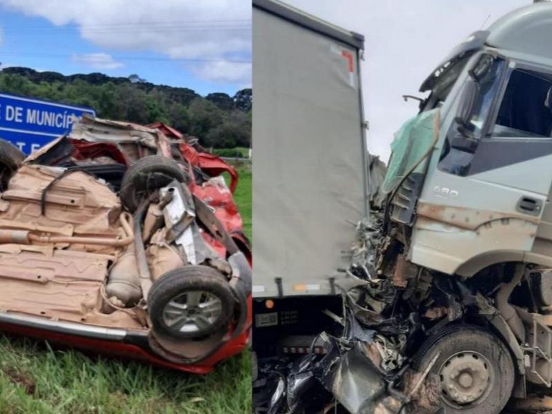 Acidente com dois caminhões e cinco carros deixa pelo menos dois mortos na Rodovia do Xisto
