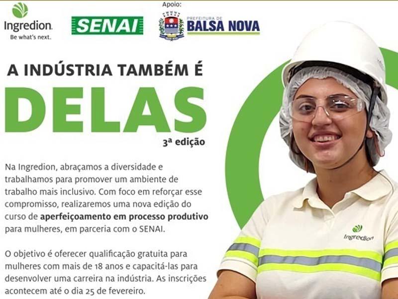 Ingredion, em parceria com SENAI, promove Curso Gratuito de Aperfeiçoamento em Processos Produtivos para Mulheres