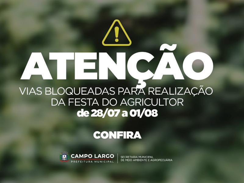 Confira quais ruas estarão bloqueadas para realização da Festa do Agricultor