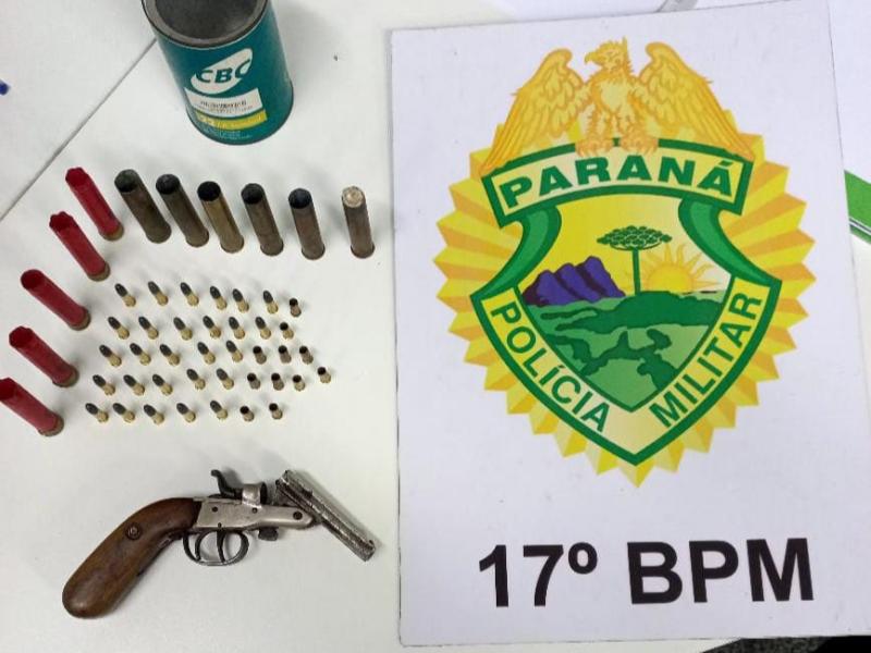 Arma apreendida e um homem detido pela PM na região do Serrado 