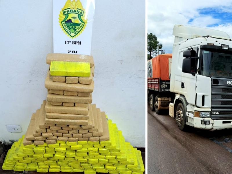 Carreta com quase 90 quilos de maconha é parado pela PM em Campo Largo