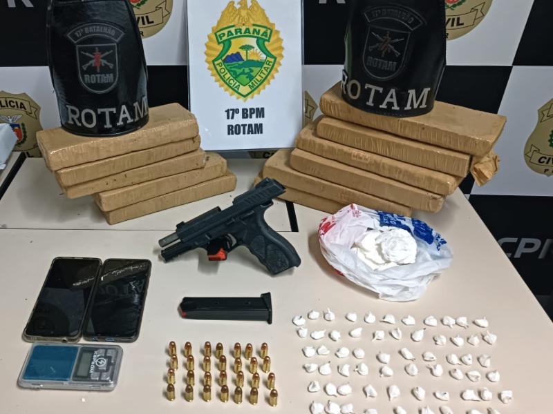 Policiais da ROTAM apreendem drogas, armas e prendem casal com Mandado de Prisão em Balsa Nova 