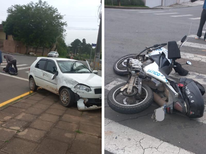 Motociclista fica ferido em colisão entre moto e um automóvel na Vila Bancária 