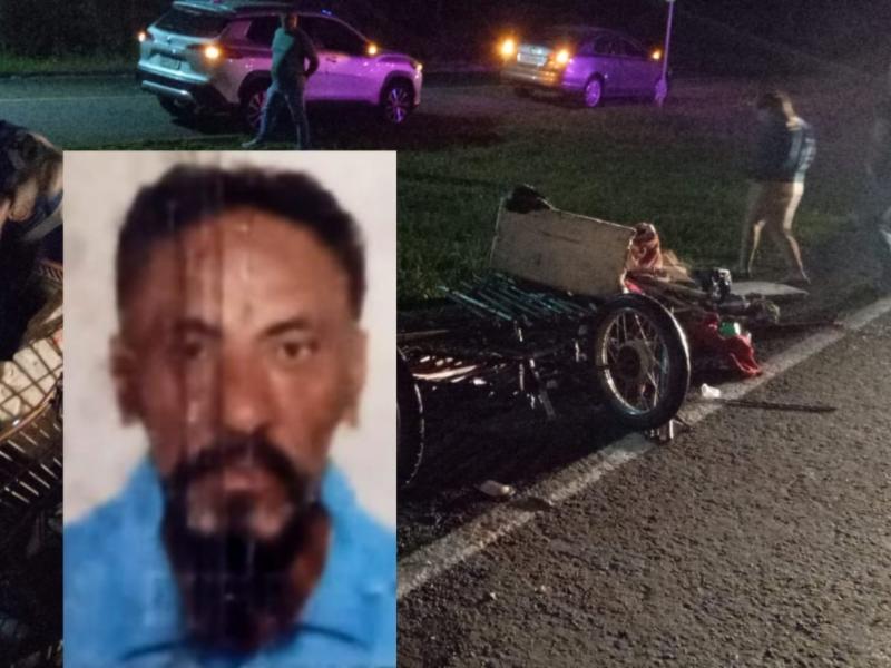 Carrinheiro perde a vida na antiga BR-277 em Campo Largo ao ser atingido por uma van 