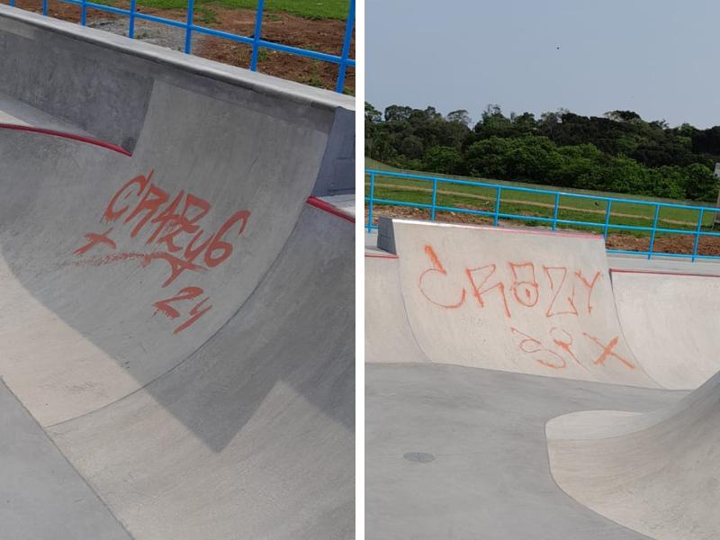 Nova pista de skate do Parque Newton Puppi é alvo de vandalismo 